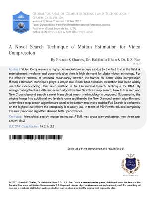A Novel Search Technique of Motion Estimation for Video Compression