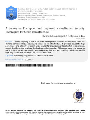 A Survey on Encryption and Improved Virtualization Security Techniques for Cloud Infrastructure