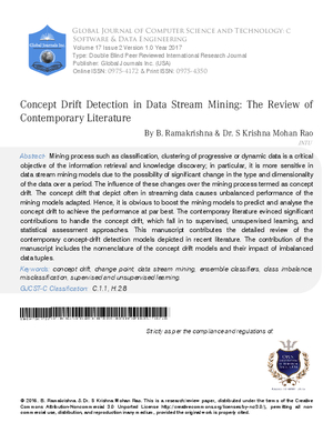 Concept Drift Detection in Data Stream Mining: The Review of Contemporary Literature