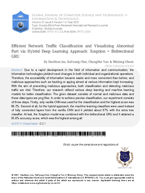 Efficient Network Traffic Classification and Visualizing Abnormal Part Via Hybrid Deep Learning Approach :  Xception + Bidirectional GRU