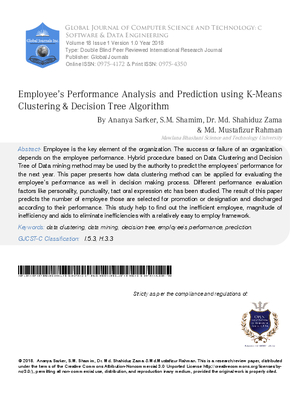 Employeeas Performance Analysis and Prediction Using K-means Clustering 
