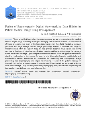 Fusion of Steganography Digital Watermarking Data Hidden In Patient Medical Image using PPC Approach