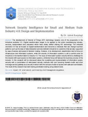 Network Security Intelligence for Small and Medium Scale Industry 4.0: Design and Implementation