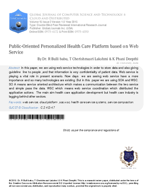 Public AOriented Personalized Health Care Platform based on web service