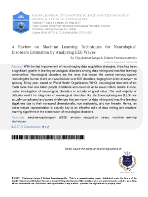 A Review on Machine Learning Techniques for Neurological Disorders Estimation by Analyzing EEG Waves