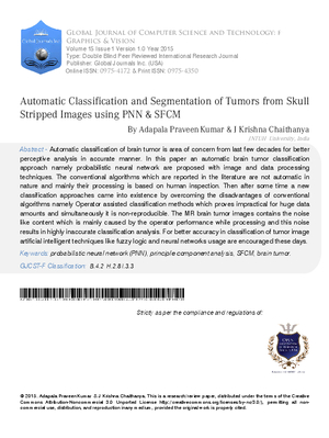 Automatic Classification and Segmentation of Tumors from Skull Stripped Images using PNN 