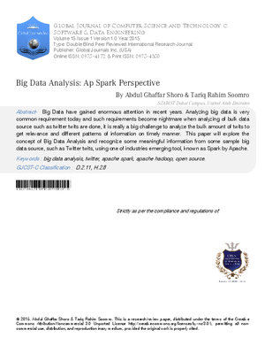 Big Data Analysis: Apache Spark Perspective