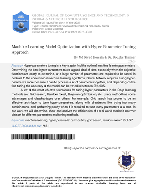 Machine Learning Model Optimization with Hyper Parameter Tuning Approach