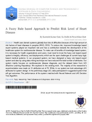 A Fuzzy Rule Based Approach to Predict Risk Level of Heart Disease