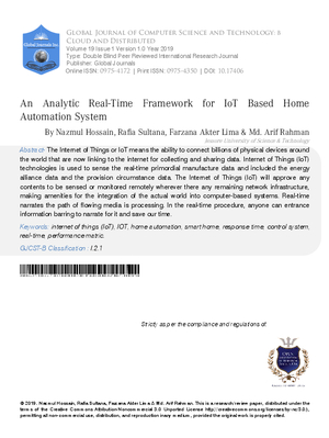 An Analytic Real-Time Framework for IoT based Home Automation System
