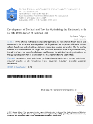 Development of Method and Tool for Optimizing the Earthwork with Ex-Situ Remediation of Polluted Soil