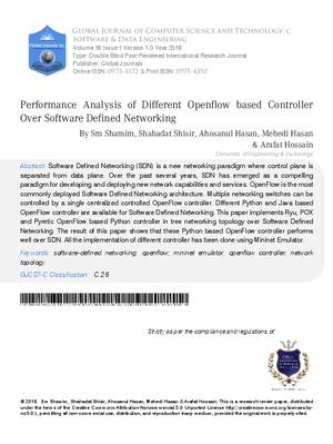 Performance Analysis of Different Open Flow Based Controller Over Software Defined Networking