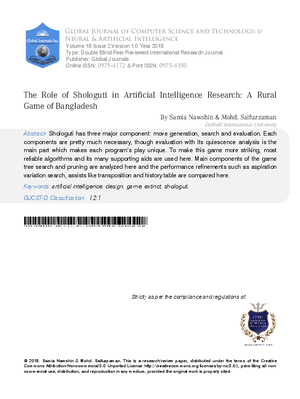 The Role of Shologuti in Artificial Intelligence Research: A Rural Game of Bangladesh
