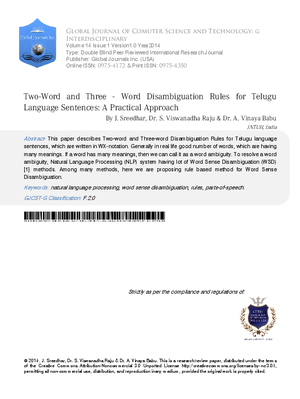 Two-word and Three-word Disambiguation Rules for Telugu Language Sentences: A Practical Approach