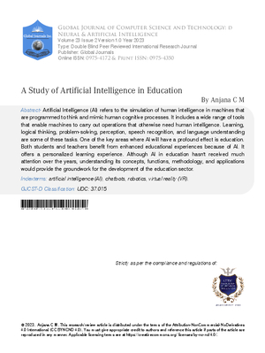 A Study of Artificial Intelligence in Education
