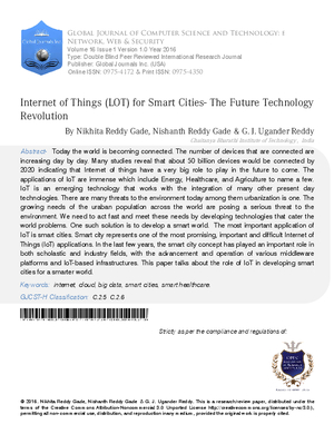 Internet of Things (Iot) for Smart Cities- The Future Technology Revolution