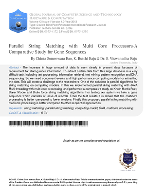 Parallel String Matching with Multi Core Processors-A Comparative Study for Gene Sequences