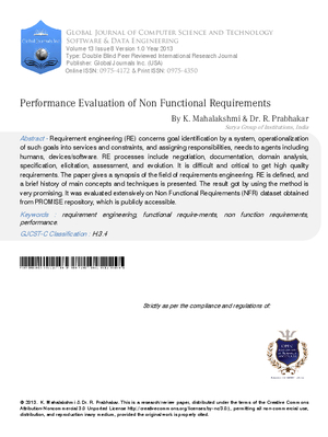 Performance Evaluation of Non Functional Requirements