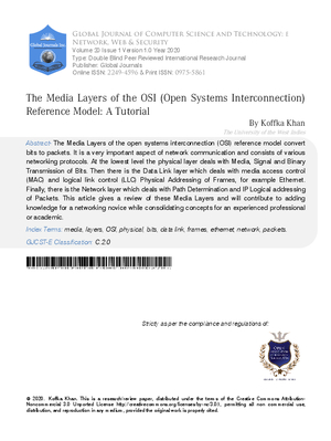 The Media Layers of the OSI (Open Systems Interconnection) Reference Model: A Tutorial