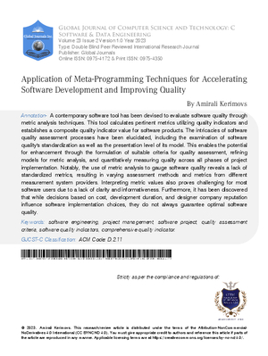 Application of Meta-Programming Techniques for Accelerating Software Development and Improving Quality.