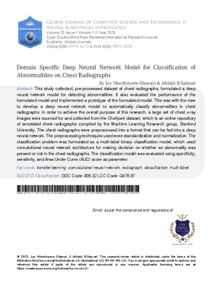 Domain Specific Deep Neural Network Model for Classification of Abnormalities on Chest Radiographs