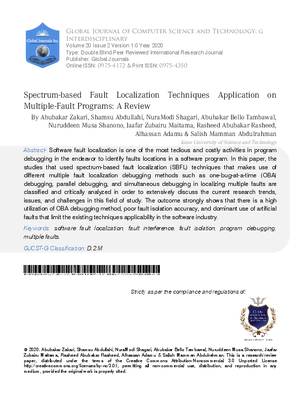 Spectrum-based Fault Localization Techniques Application on Multiple-Fault Programs: A Review