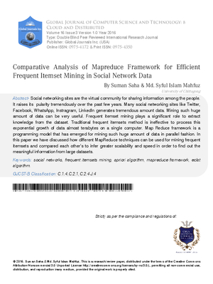 Comparative Analysis of MapReduce Framework for Efficient Frequent Itemset Mining in Social Network Data